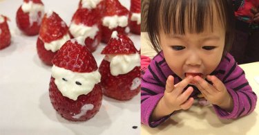 【甜點食譜】簡單二食材，三秒變草莓聖誕老人